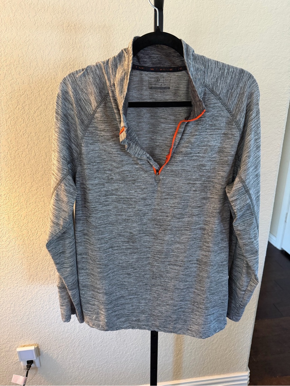 Men's Gray Performance Quarter-Zip Jacket with Orange Zipper Trim
